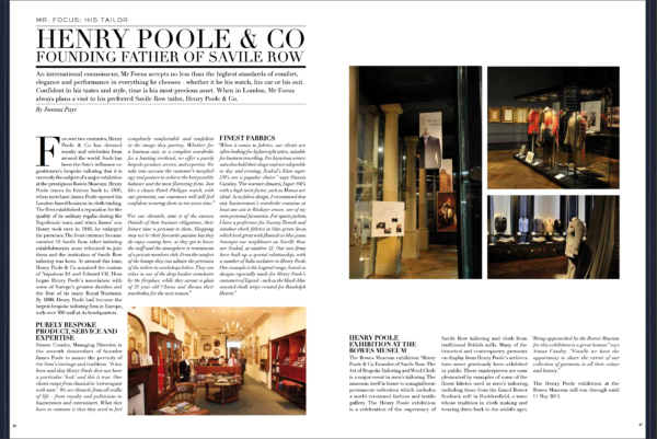 Henry Poole & Co featured in Bespoken Magazine
