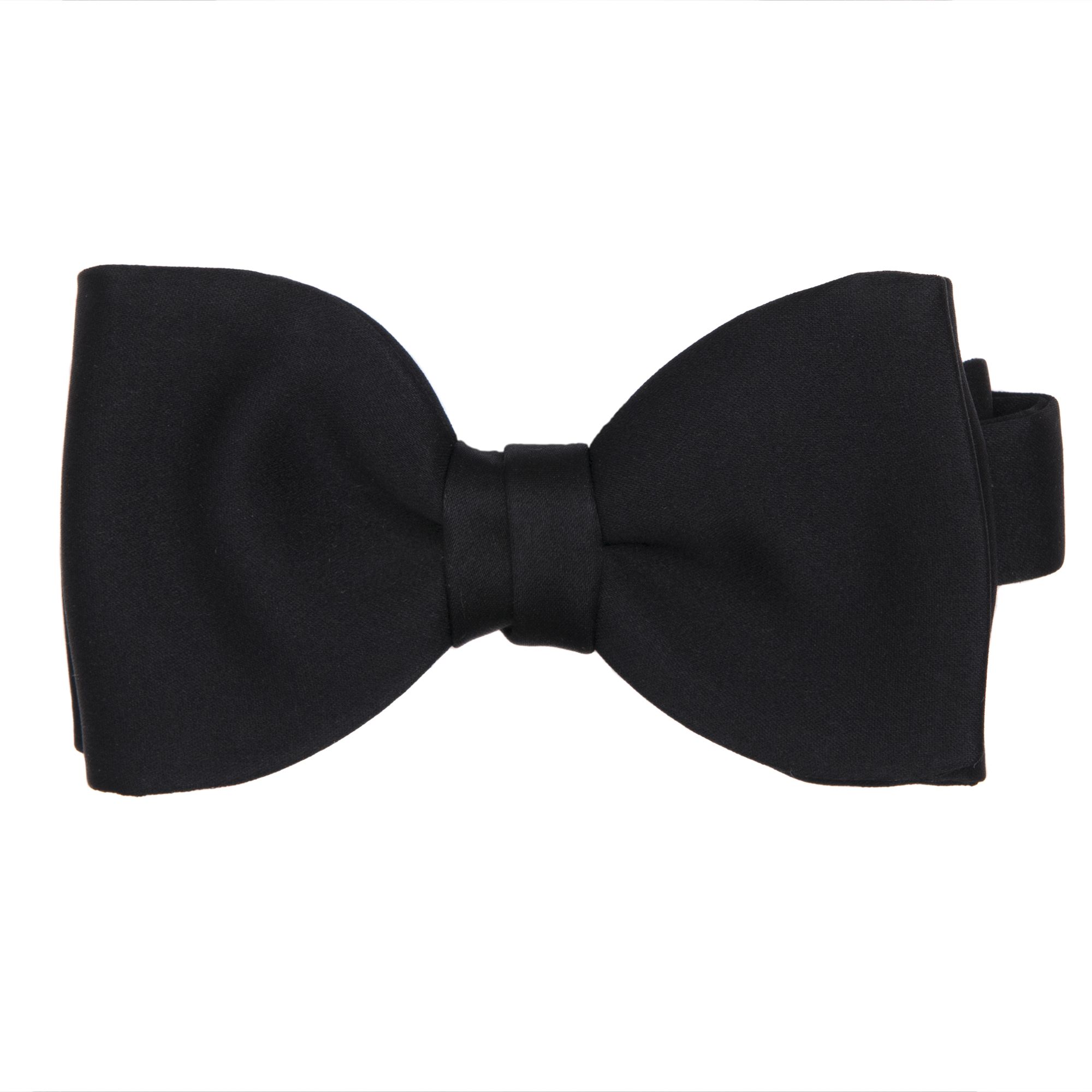 Black satin ready-tied bow tie - Henry Poole Savile Row