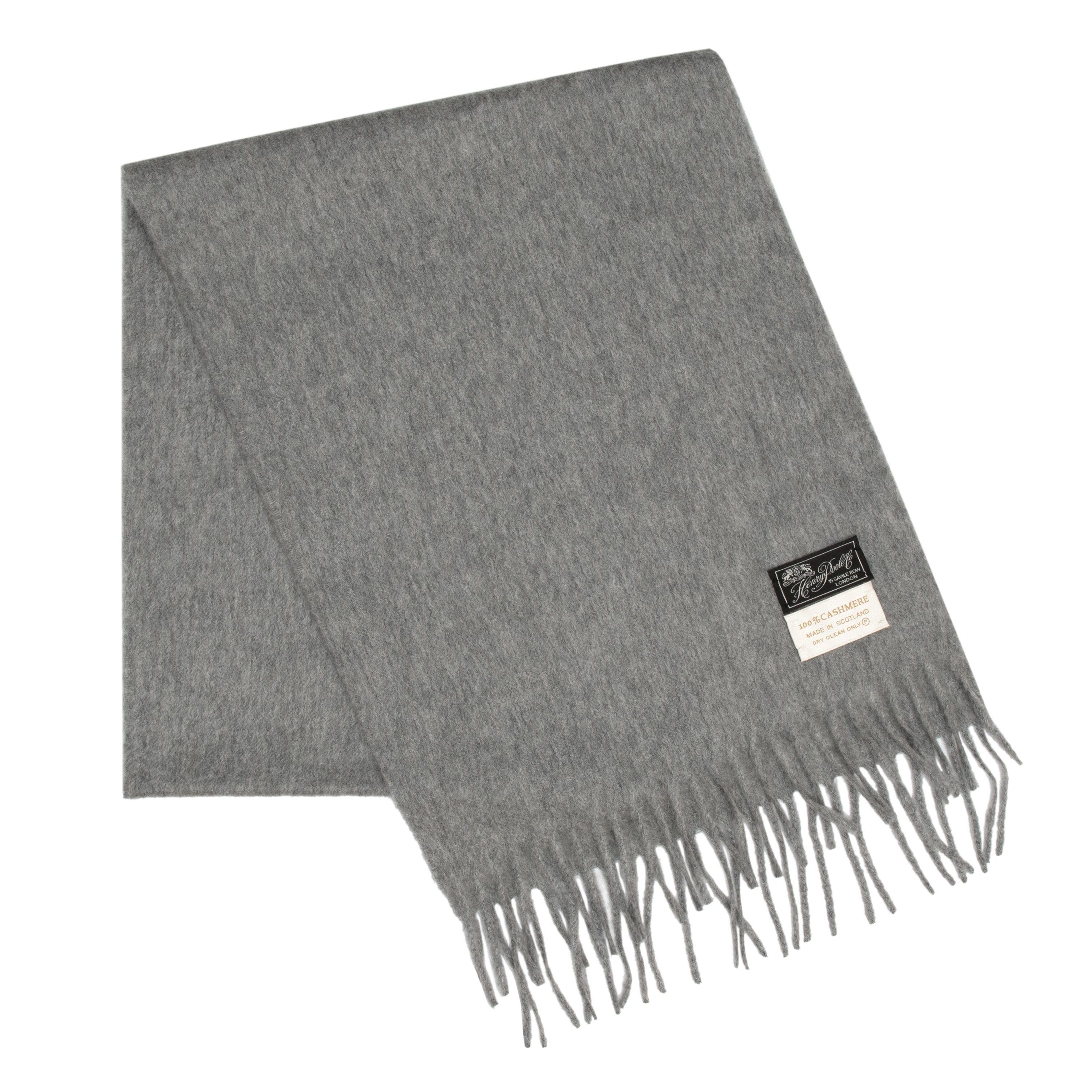 Plain cashmere light grey scarf - Henry Poole Savile Row