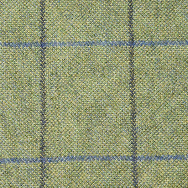 Lovat with navy and mid blue window check tweed - Henry Poole Savile Row