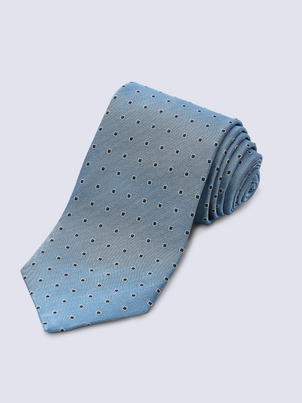 Tie Dotted Square Navy And White On Pale Blue Lr