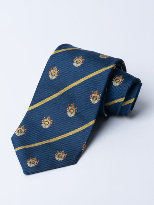 Saxe blue Napoleonic crested tie - Henry Poole Savile Row