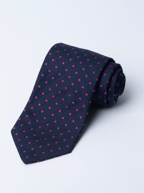 Tie Classic Polka Dot Hot Pink On Navy Jh