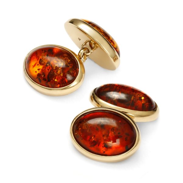 Beata Gregorczyk, The Baltic Collection, Cognac Baltic Amber Gold Plated Silver Cufflinks