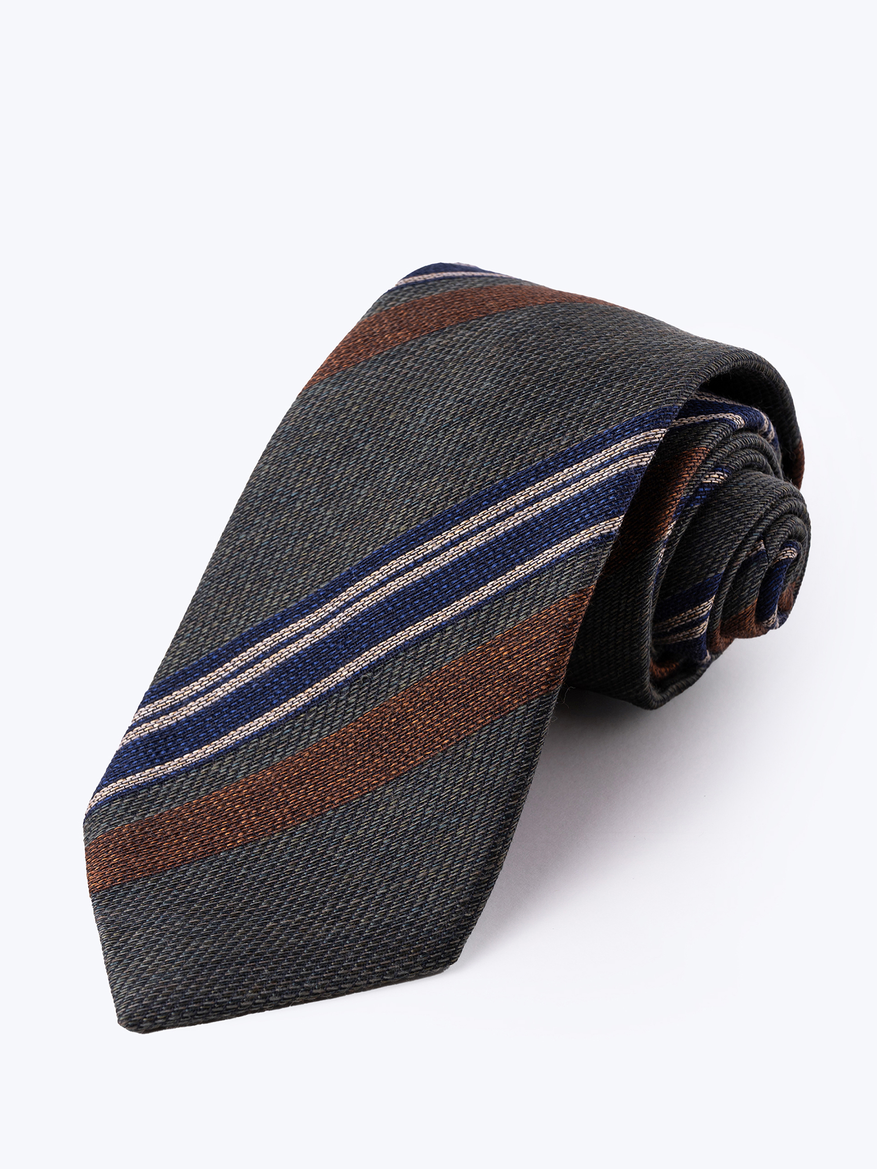 James Brudenell Olive Multi Stripe Tie